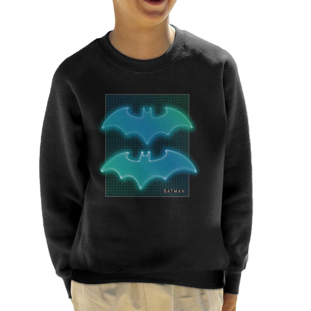 Batman Bat Symbol Neon Blue Gradient Kid's Sweatshirt-ALL + EVERY