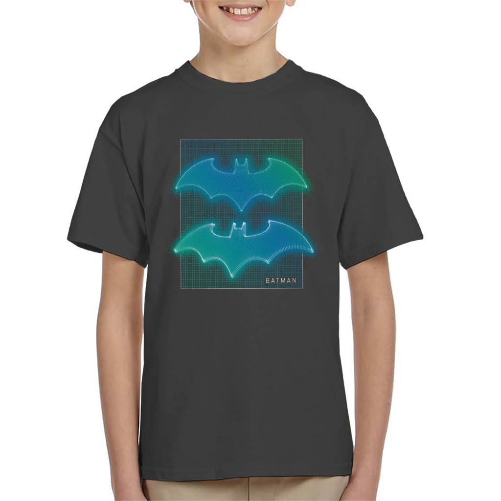 Batman Bat Symbol Neon Blue Gradient Kid's T-Shirt-ALL + EVERY