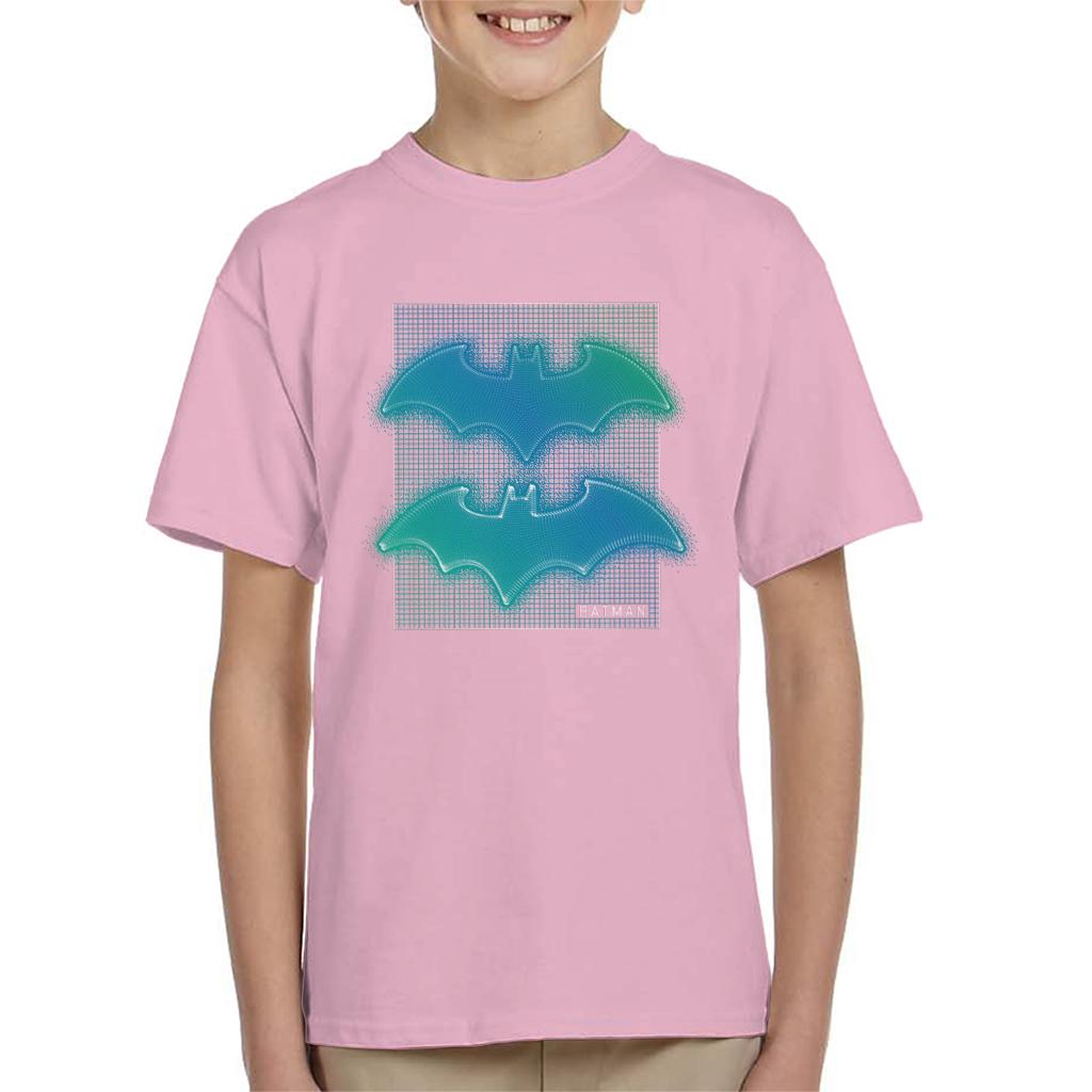 Batman Bat Symbol Neon Blue Gradient Kid's T-Shirt-ALL + EVERY