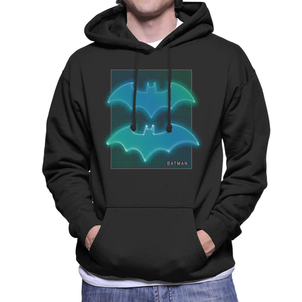 Batman Bat Symbol Neon Blue Gradient Men's Hooded Sweatshirt-ALL + EVERY