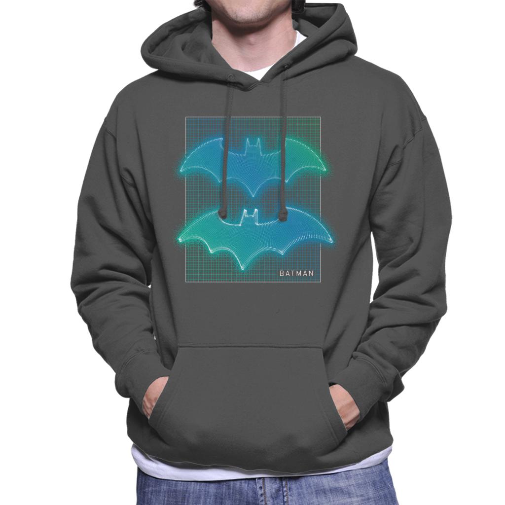 Batman Bat Symbol Neon Blue Gradient Men's Hooded Sweatshirt-ALL + EVERY