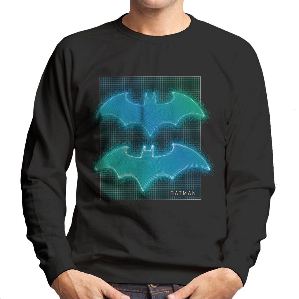 Batman Bat Symbol Neon Blue Gradient Men's Sweatshirt-ALL + EVERY