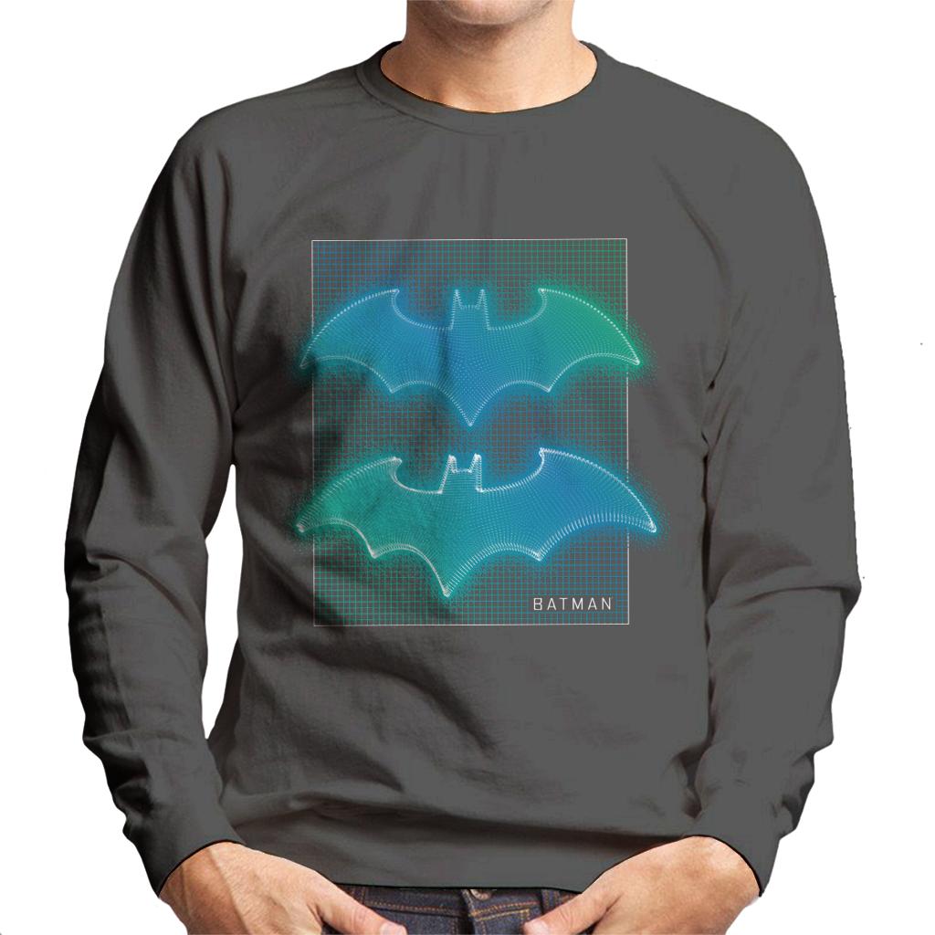 Batman Bat Symbol Neon Blue Gradient Men's Sweatshirt-ALL + EVERY