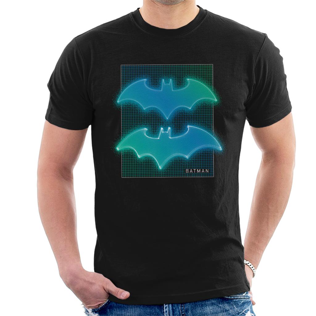 Batman Bat Symbol Neon Blue Gradient Men's T-Shirt-ALL + EVERY