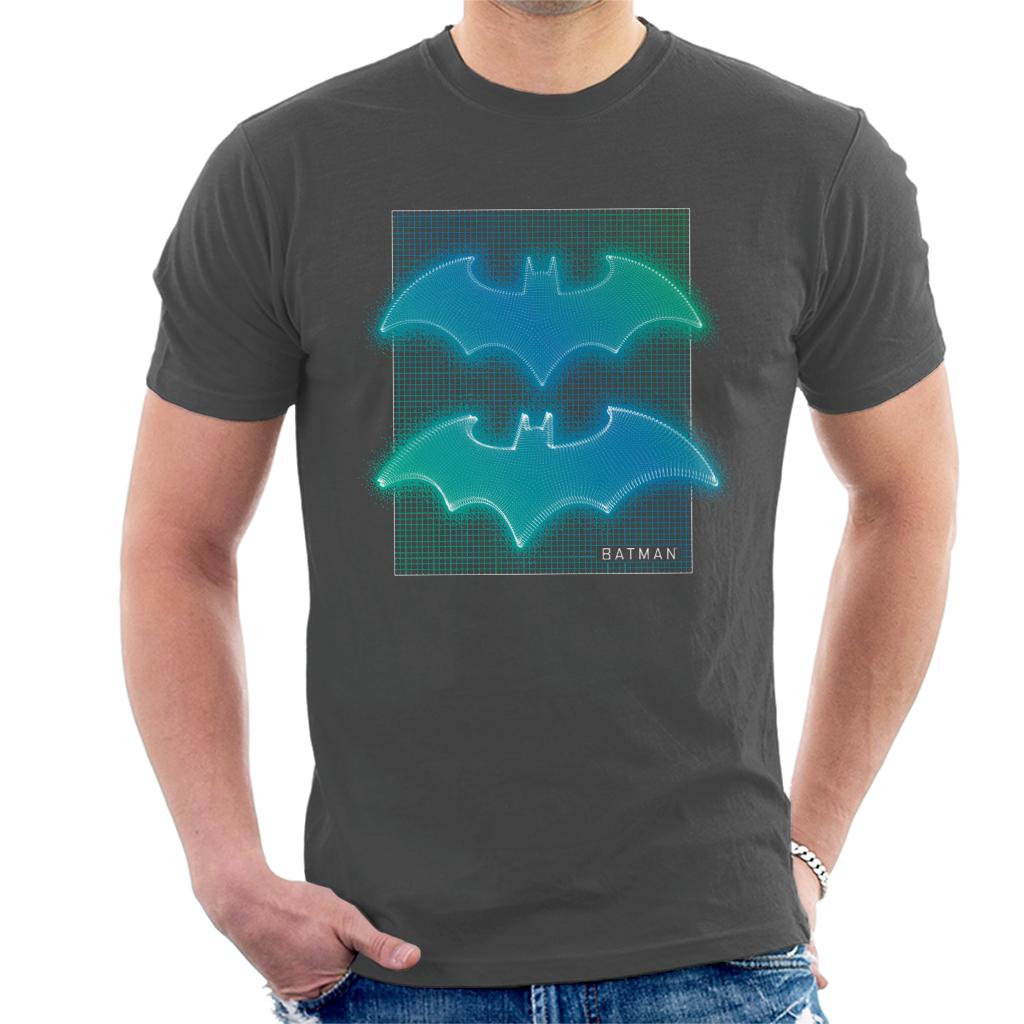 Batman Bat Symbol Neon Blue Gradient Men's T-Shirt-ALL + EVERY