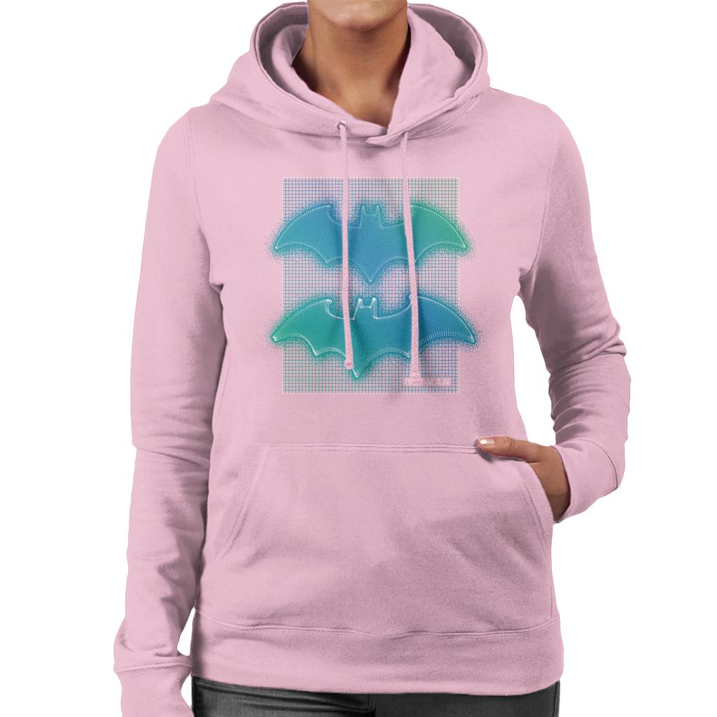 Batman Bat Symbol Neon Blue Gradient Women's Hooded Sweatshirt-ALL + EVERY