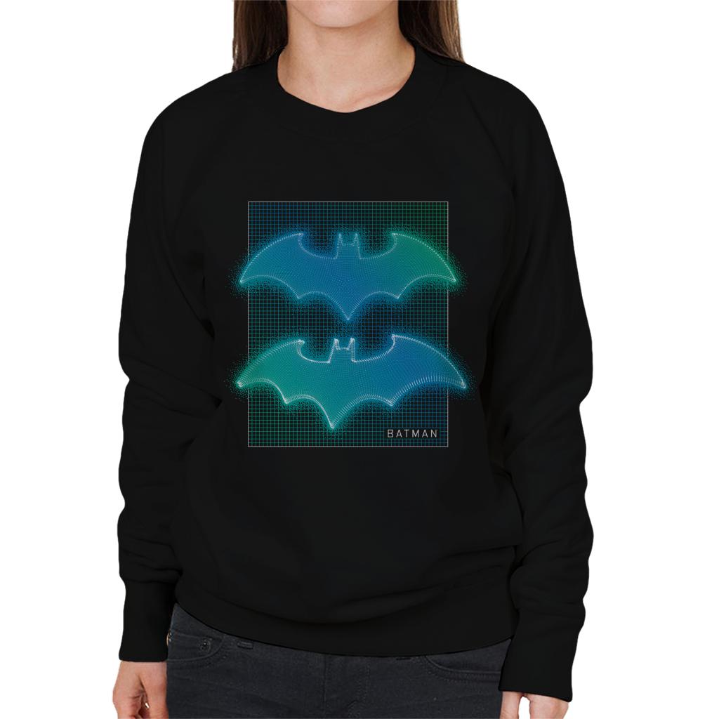 Batman Bat Symbol Neon Blue Gradient Women's Sweatshirt-ALL + EVERY