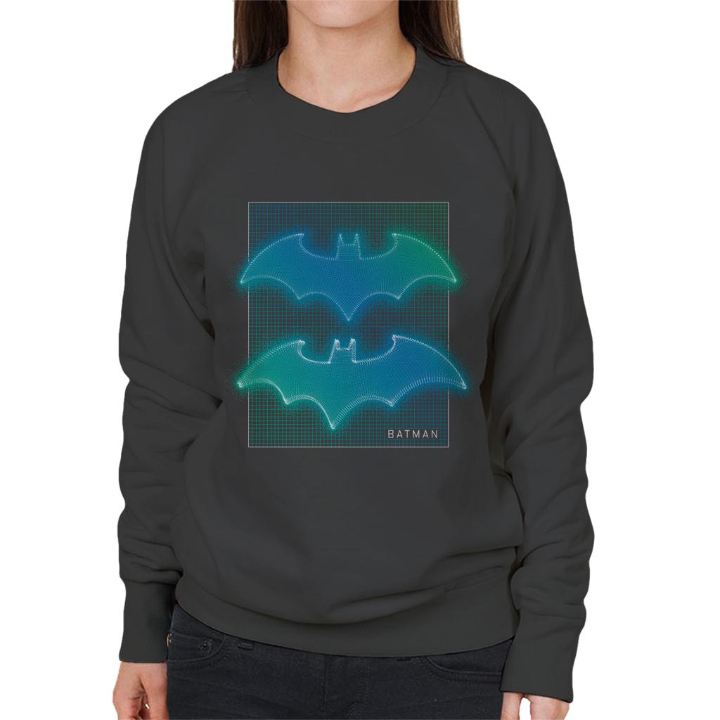 Batman Bat Symbol Neon Blue Gradient Women's Sweatshirt-ALL + EVERY