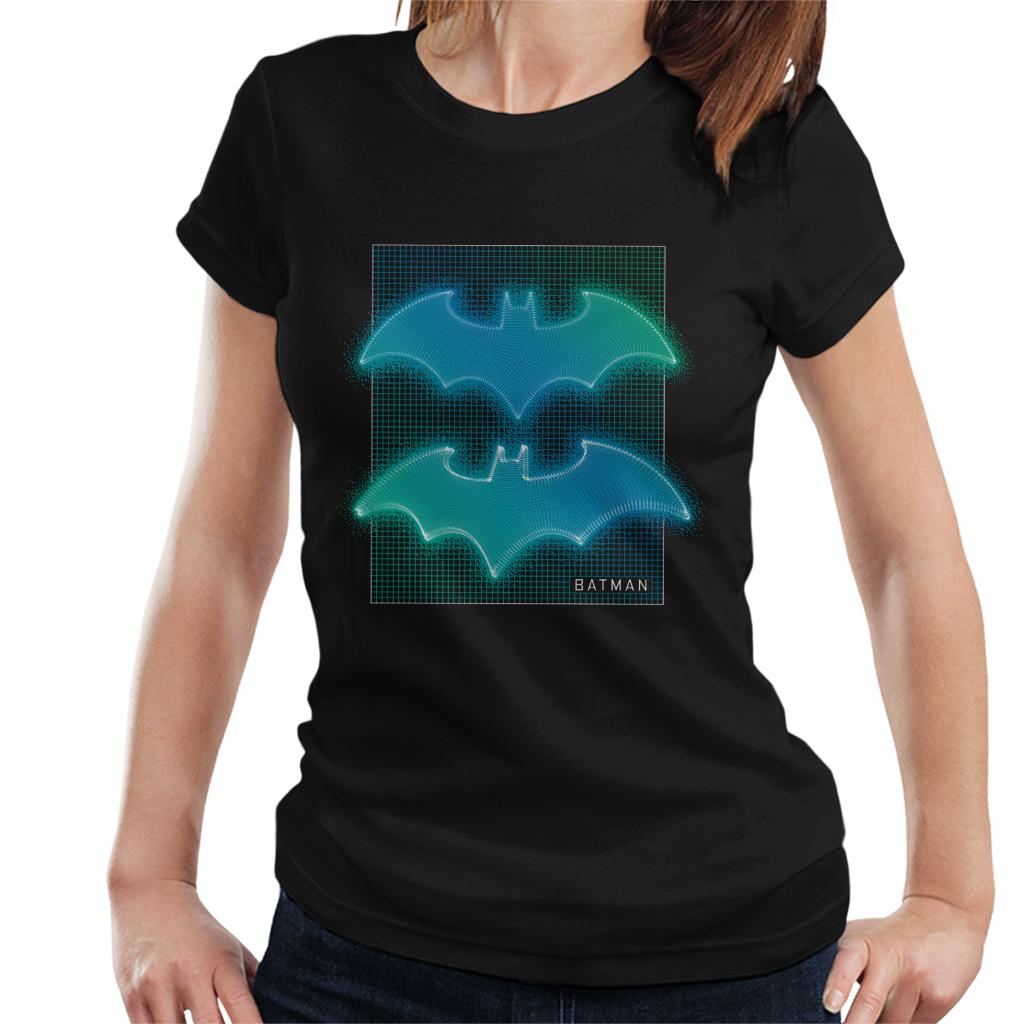 Batman Bat Symbol Neon Blue Gradient Women's T-Shirt-ALL + EVERY