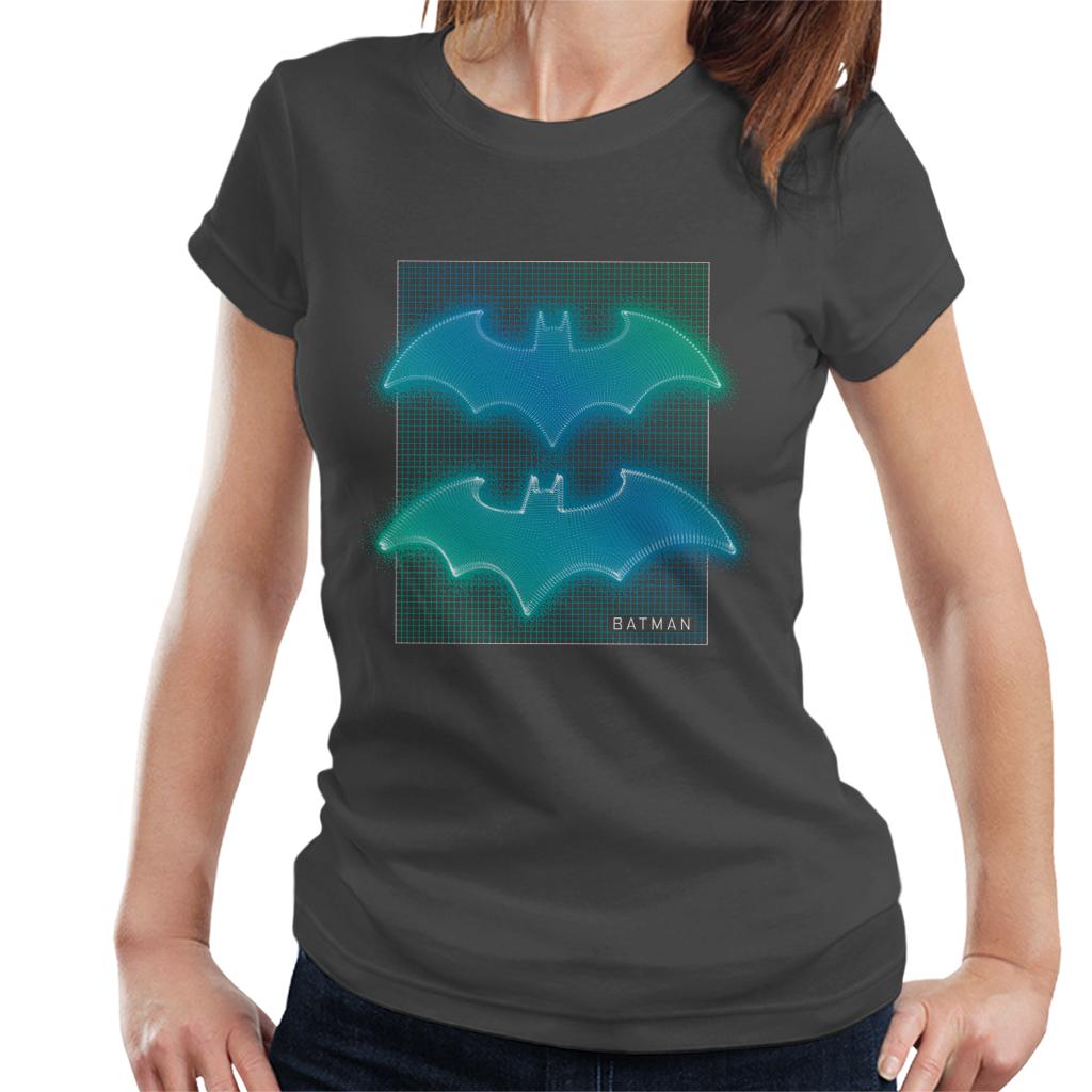 Batman Bat Symbol Neon Blue Gradient Women's T-Shirt-ALL + EVERY