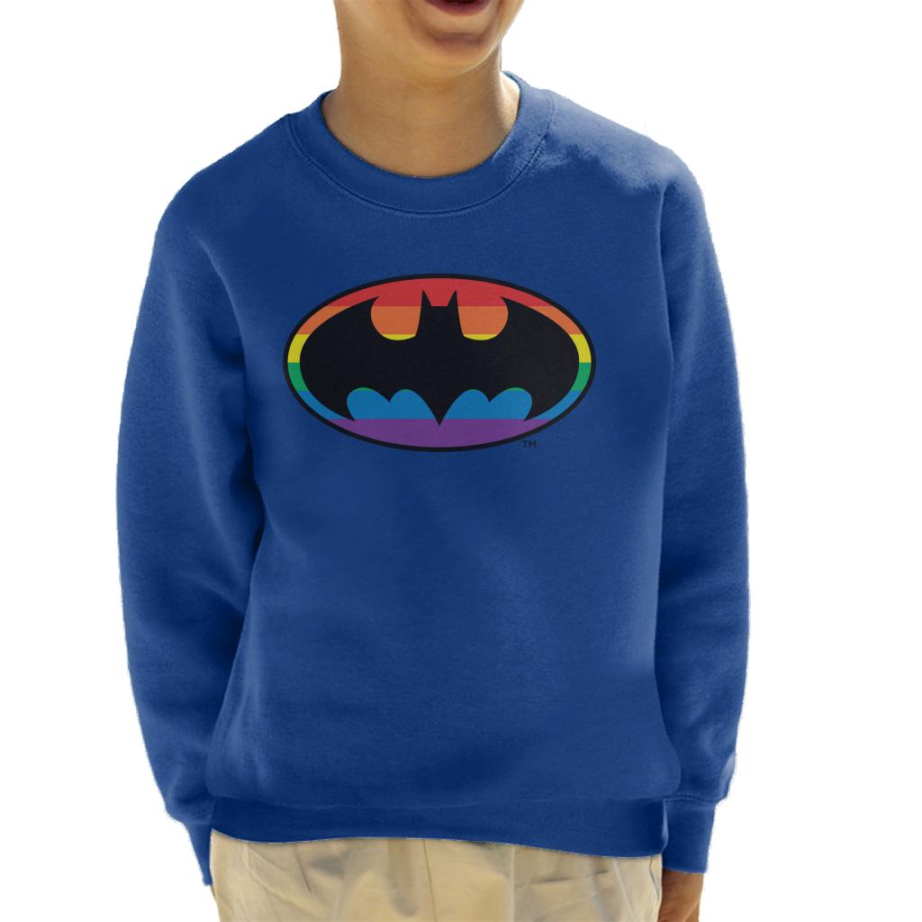 Batman Black Bat Symbol Rainbow Background Kid's Sweatshirt-ALL + EVERY