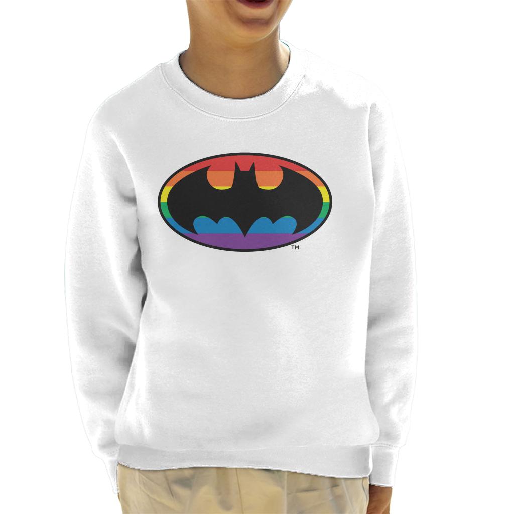 Batman Black Bat Symbol Rainbow Background Kid's Sweatshirt-ALL + EVERY