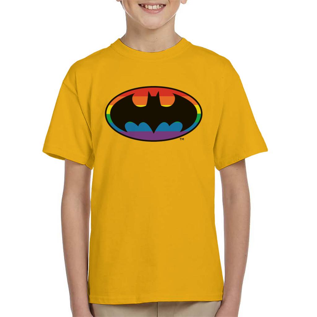 Batman Black Bat Symbol Rainbow Background Kid's T-Shirt-ALL + EVERY