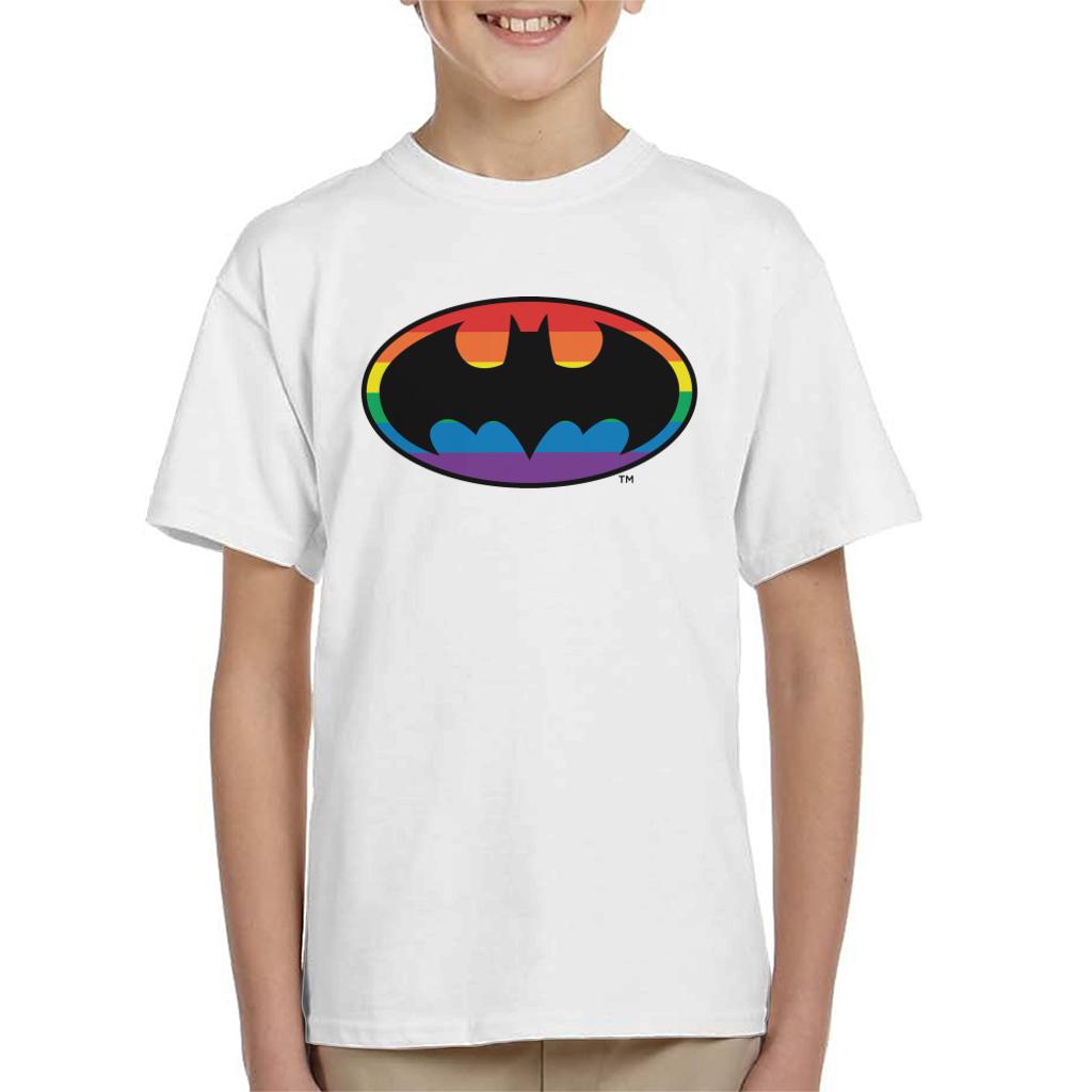 Batman Black Bat Symbol Rainbow Background Kid's T-Shirt-ALL + EVERY