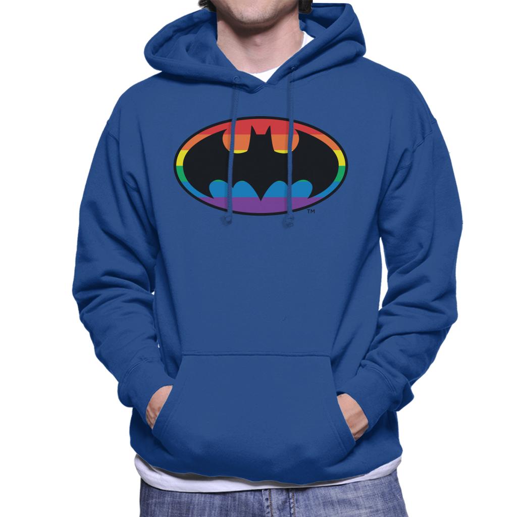 Batman Black Bat Symbol Rainbow Background Men's Hooded Sweatshirt-ALL + EVERY