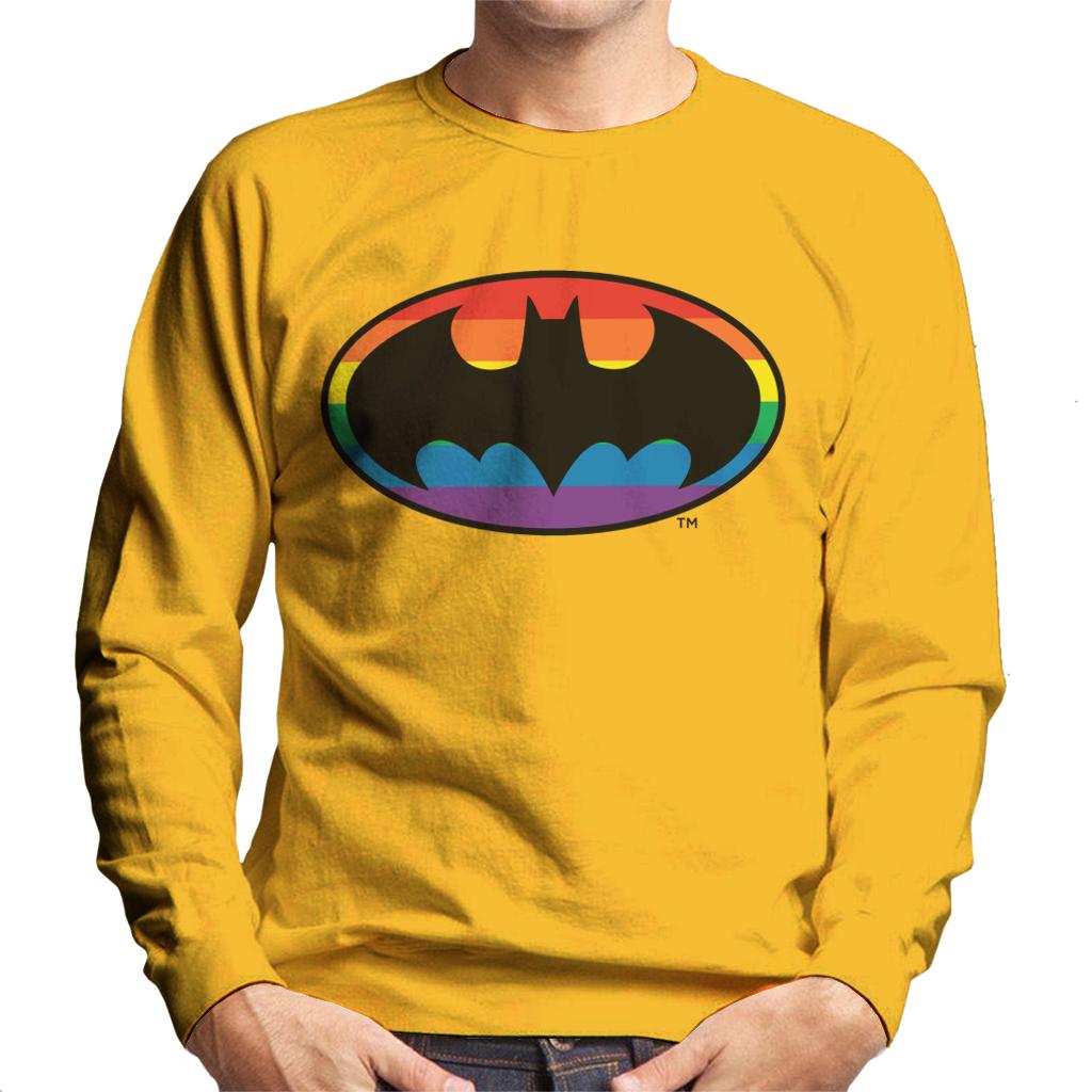 Batman Black Bat Symbol Rainbow Background Men's Sweatshirt-ALL + EVERY