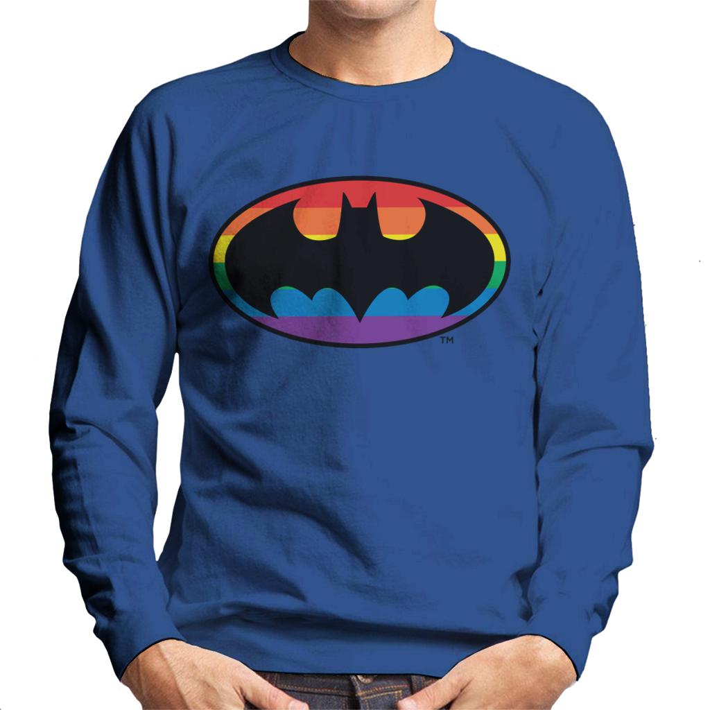 Batman Black Bat Symbol Rainbow Background Men's Sweatshirt-ALL + EVERY