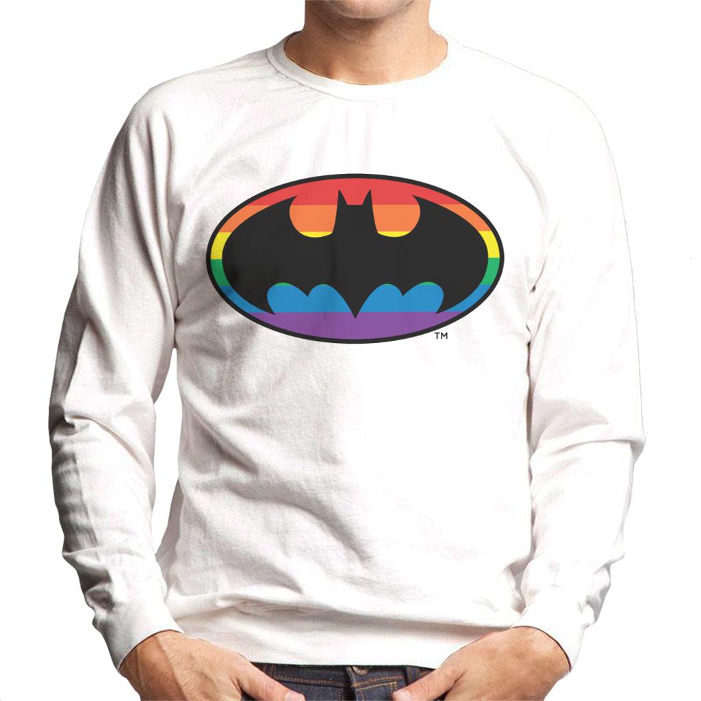 Batman Black Bat Symbol Rainbow Background Men's Sweatshirt-ALL + EVERY