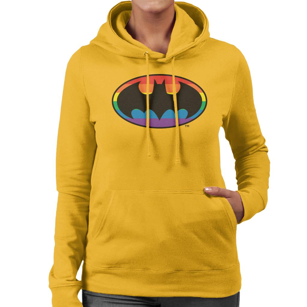 Batman Black Bat Symbol Rainbow Background Women's Hooded Sweatshirt-ALL + EVERY