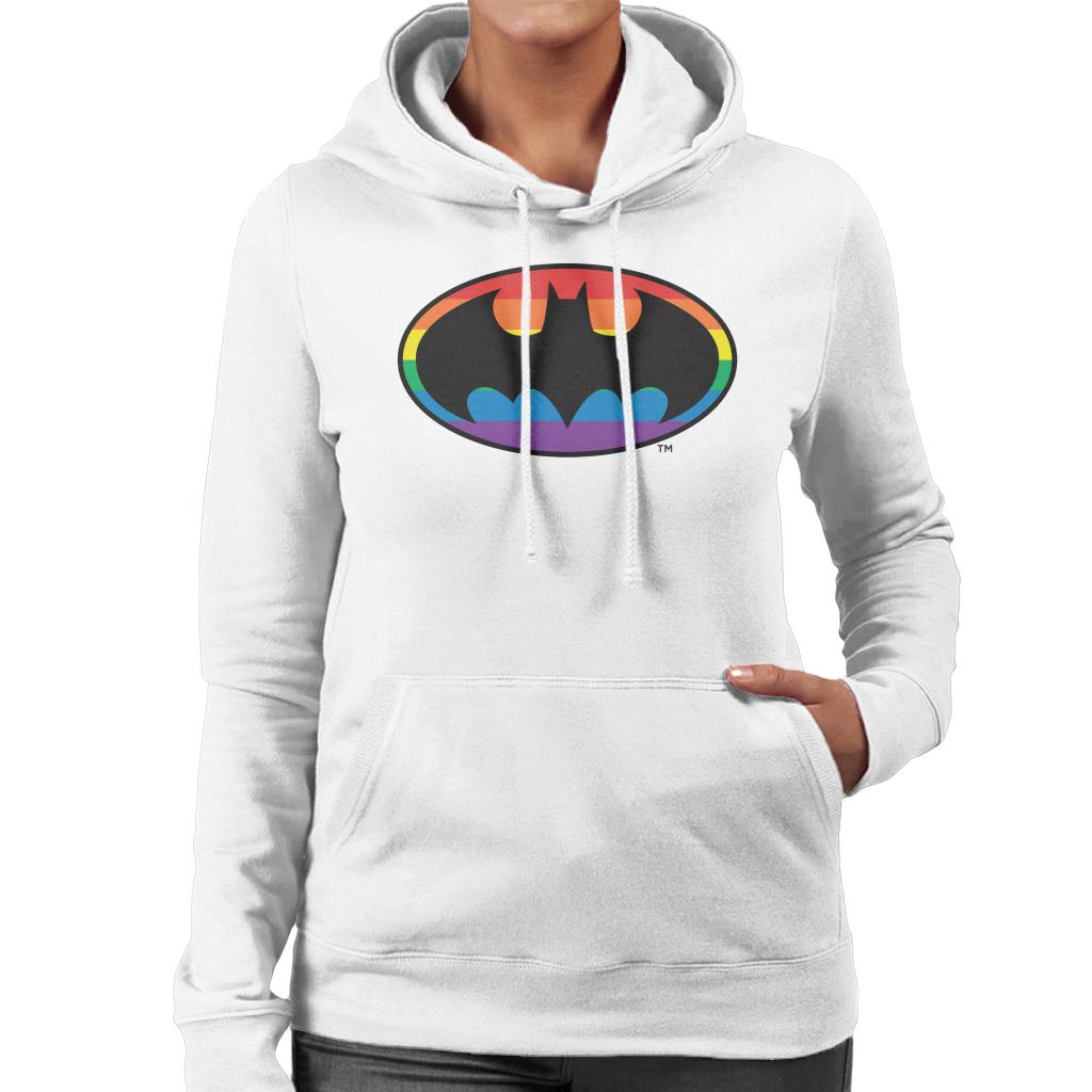 Batman Black Bat Symbol Rainbow Background Women's Hooded Sweatshirt-ALL + EVERY