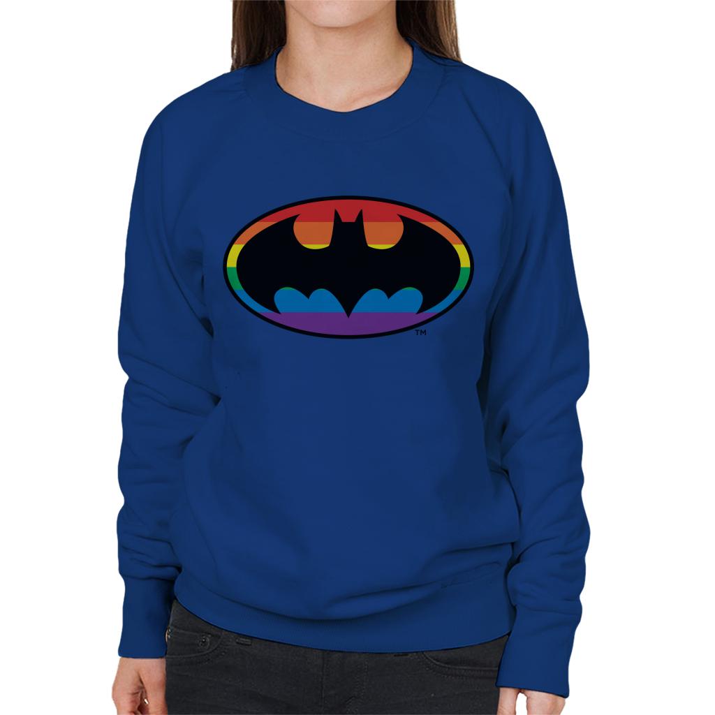 Batman Black Bat Symbol Rainbow Background Women's Sweatshirt-ALL + EVERY