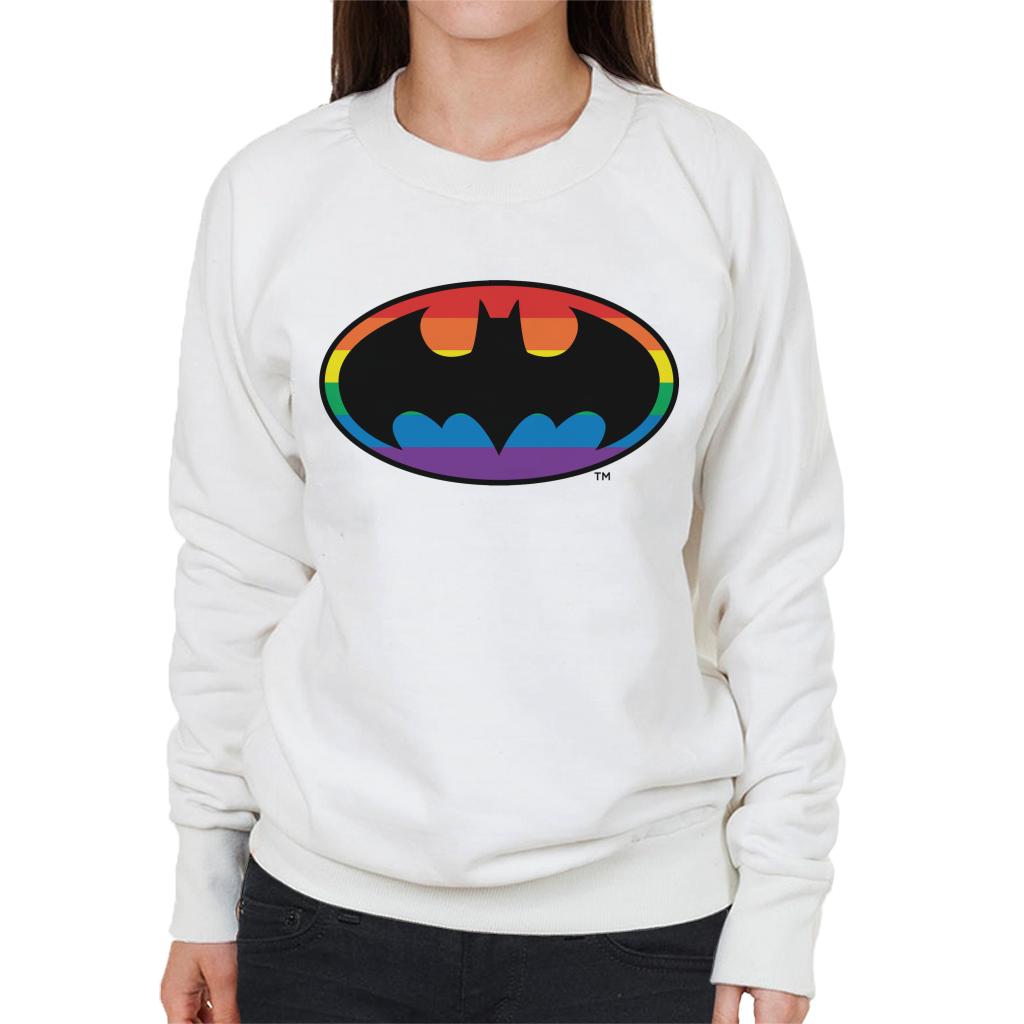 Batman Black Bat Symbol Rainbow Background Women's Sweatshirt-ALL + EVERY