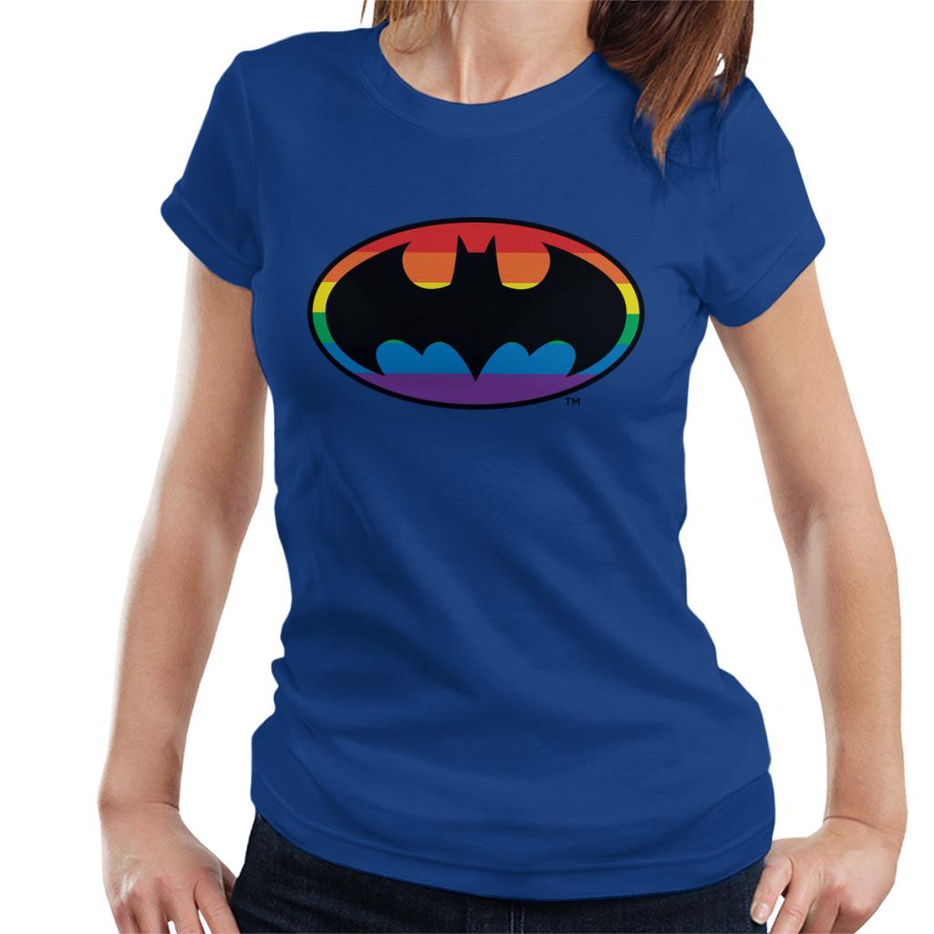 Batman Black Bat Symbol Rainbow Background Women's T-Shirt-ALL + EVERY