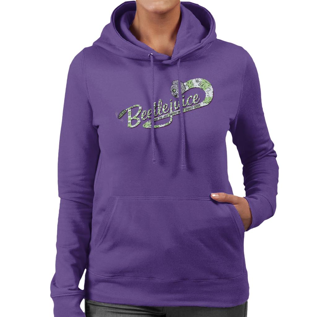 Beetlejuice Logo Turn On The Juice Women's Hooded Sweatshirt-ALL + EVERY