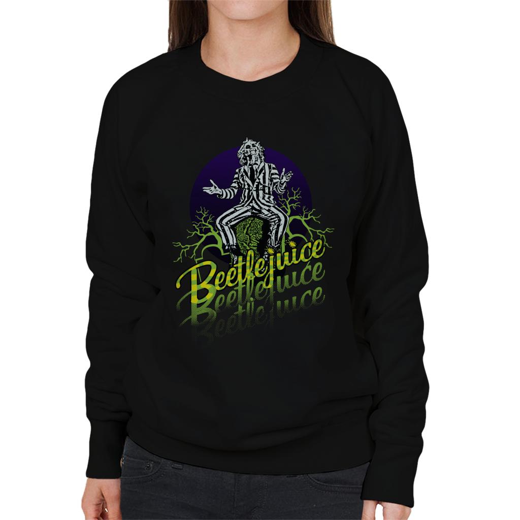 Beetlejuice Halloween Striped Suit Women's Sweatshirt-ALL + EVERY