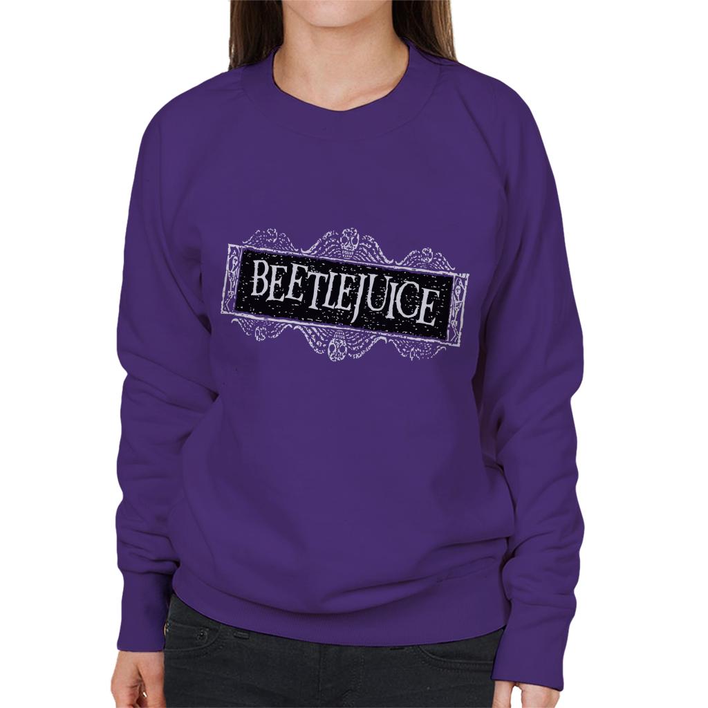 Beetlejuice Faded Halloween Logo Women's Sweatshirt-ALL + EVERY