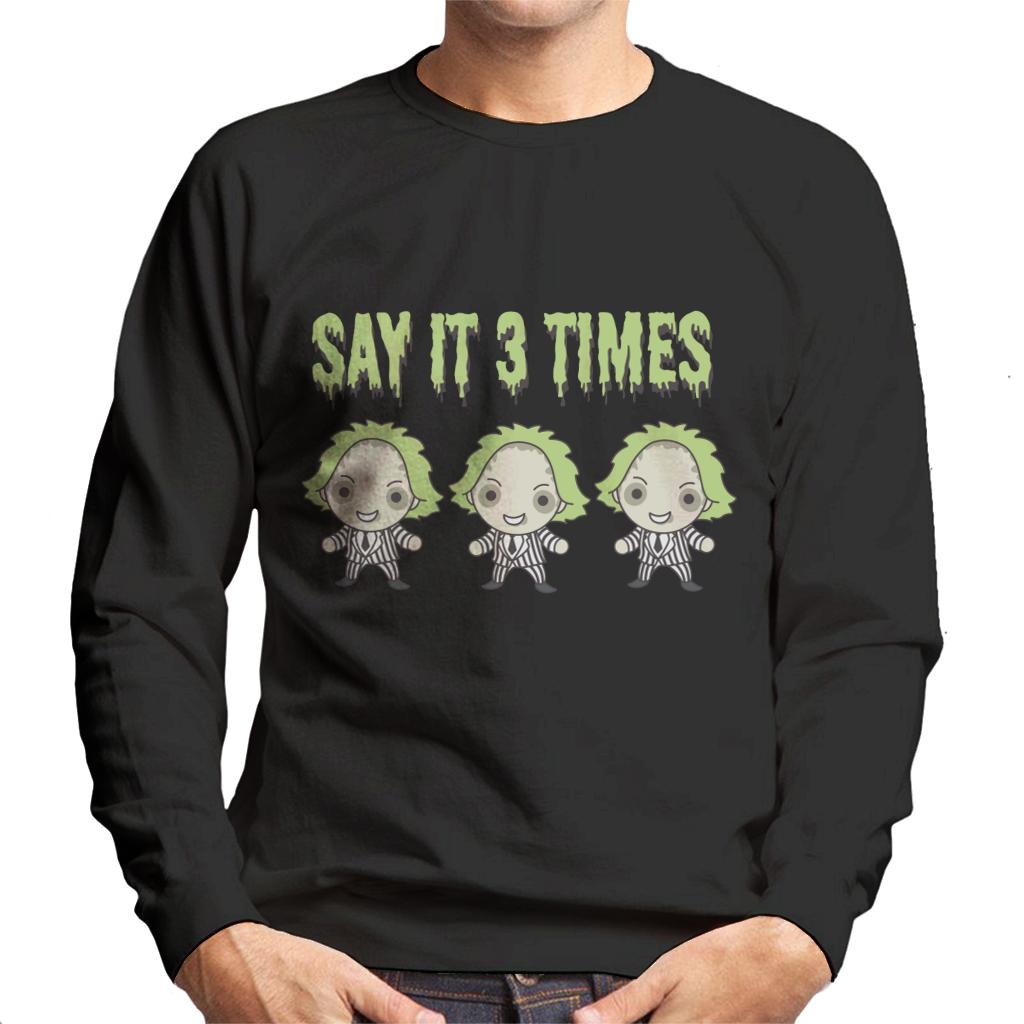 Beetlejuice Halloween Say It Three Times Men's Sweatshirt-ALL + EVERY