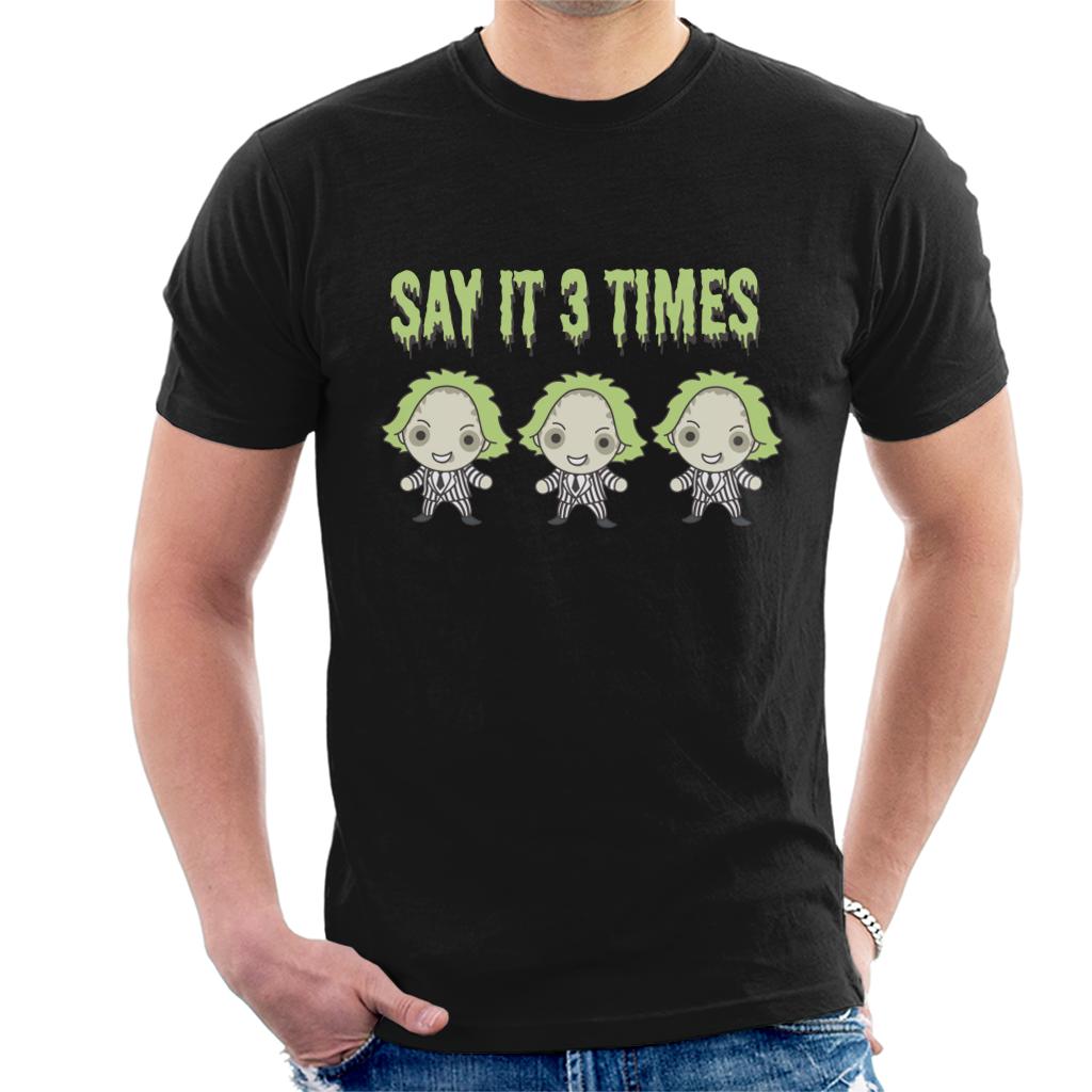 Beetlejuice Halloween Say It Three Times Men's T-Shirt-ALL + EVERY