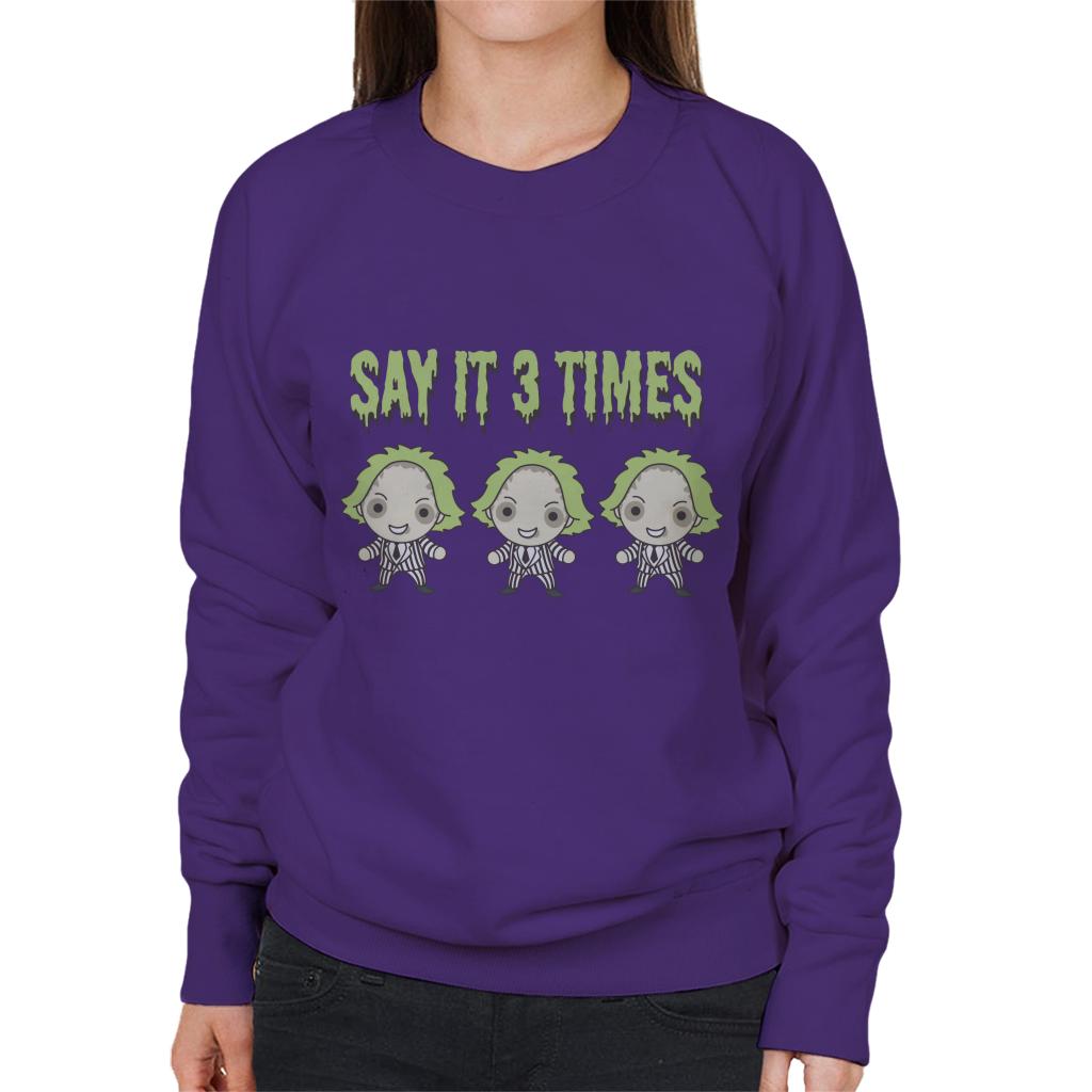 Beetlejuice Halloween Say It Three Times Women's Sweatshirt-ALL + EVERY