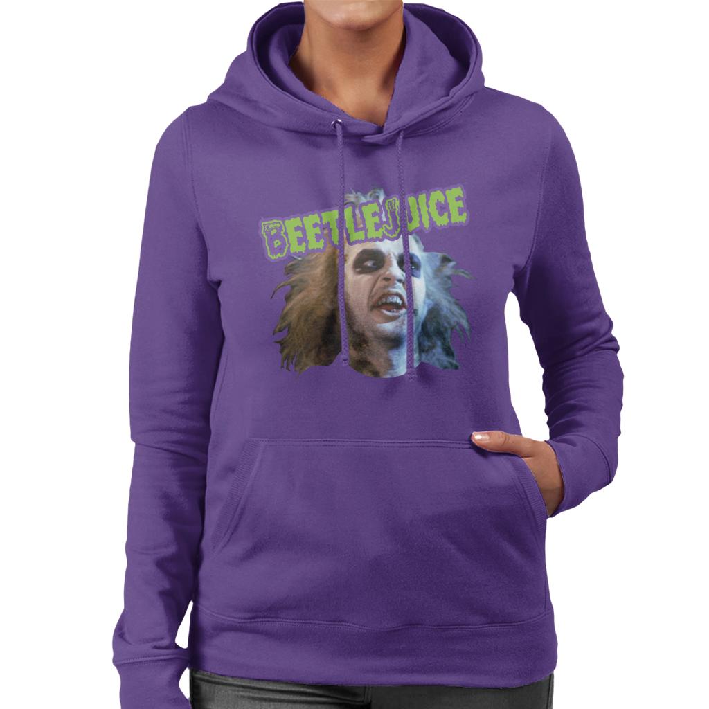 Beetlejuice Halloween Character Head Women's Hooded Sweatshirt-ALL + EVERY