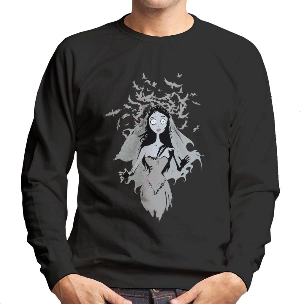 Corpse Bride Emily Surrounded By Bird Silhouettes Men's Sweatshirt-ALL + EVERY