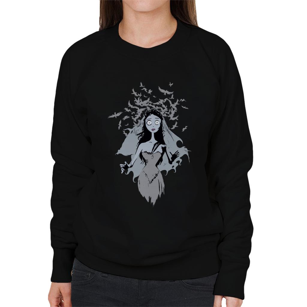 Corpse Bride Emily Surrounded By Bird Silhouettes Women's Sweatshirt-ALL + EVERY