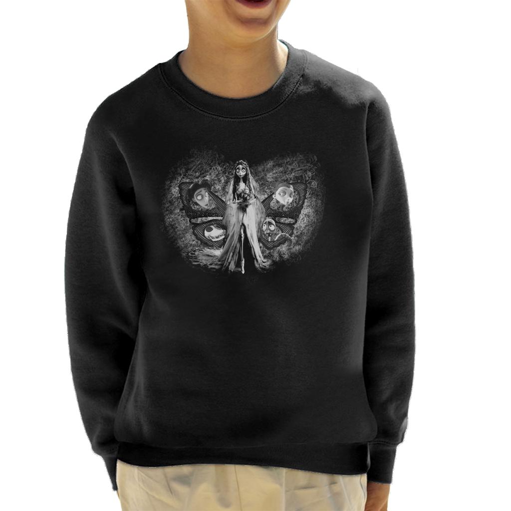 Corpse Bride Character Heads In Butterfly Wings Kid's Sweatshirt-ALL + EVERY