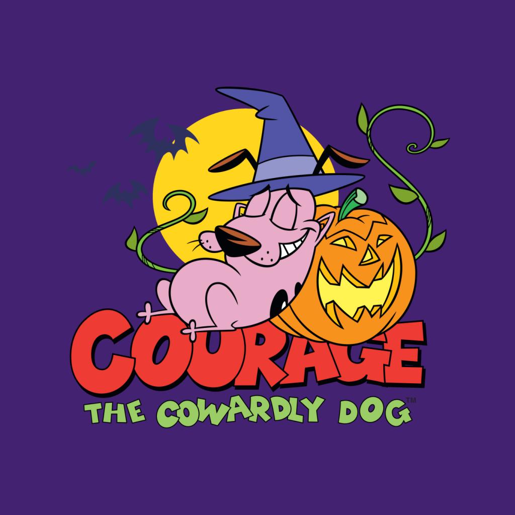 Courage The Cowardly Dog Halloween Leaning On Pumpkin Kid's Hooded Sweatshirt-ALL + EVERY