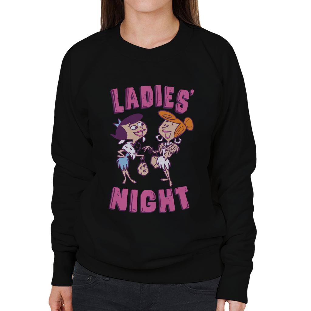 The Flintstones Betty And Wilma Ladies Night Women's Sweatshirt-ALL + EVERY