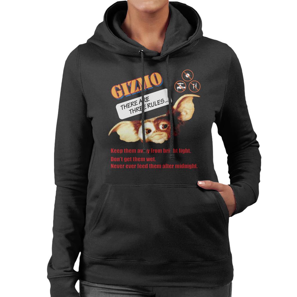 Gremlins Gizmo There Are Three Rules Women's Hooded Sweatshirt-ALL + EVERY