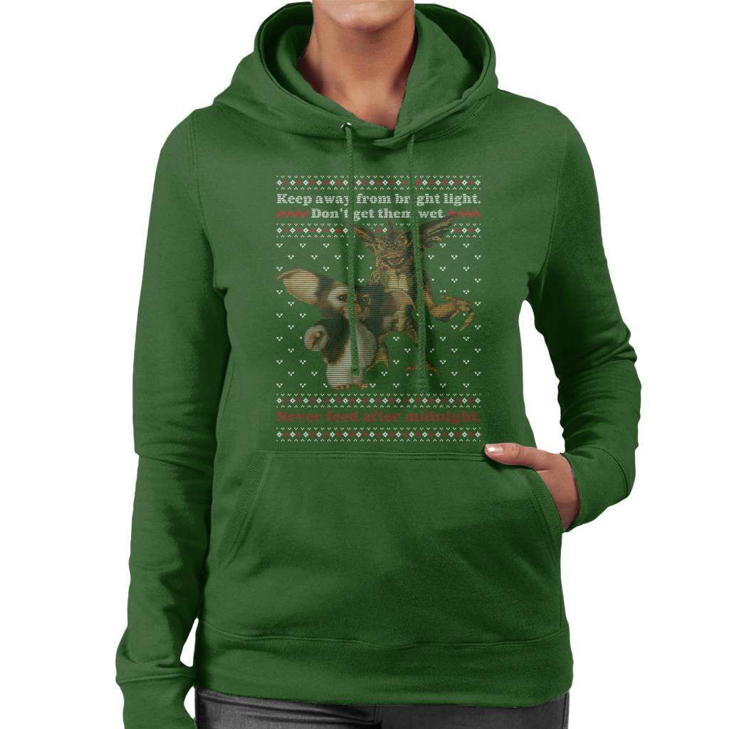 Gremlins Christmas Gizmo And Stripe Never Feed After Midnight Women's Hooded Sweatshirt-ALL + EVERY