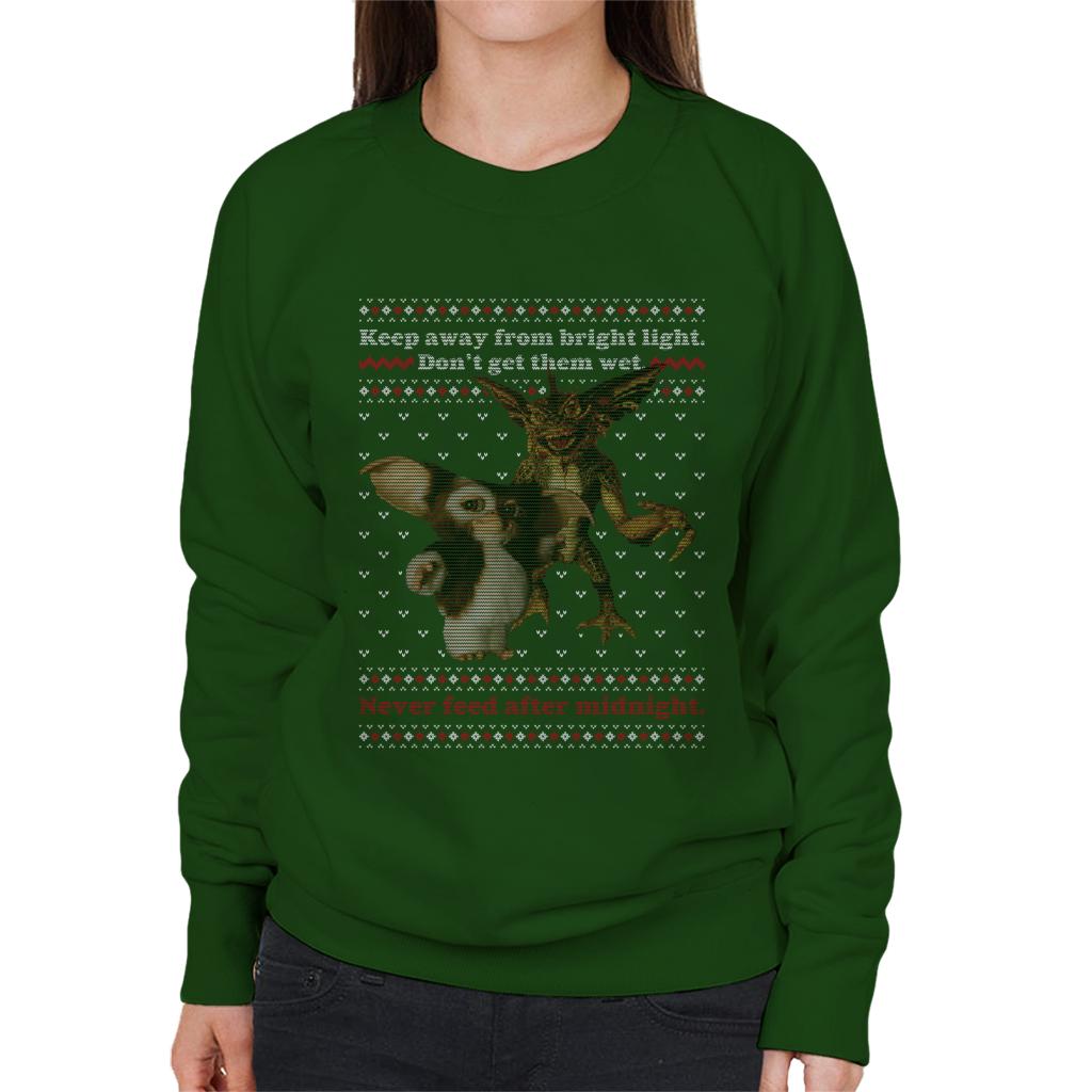 Gremlins Christmas Gizmo And Stripe Never Feed After Midnight Women's Sweatshirt-ALL + EVERY