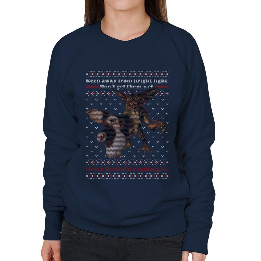 Gremlins Christmas Gizmo And Stripe Never Feed After Midnight Women's Sweatshirt-ALL + EVERY