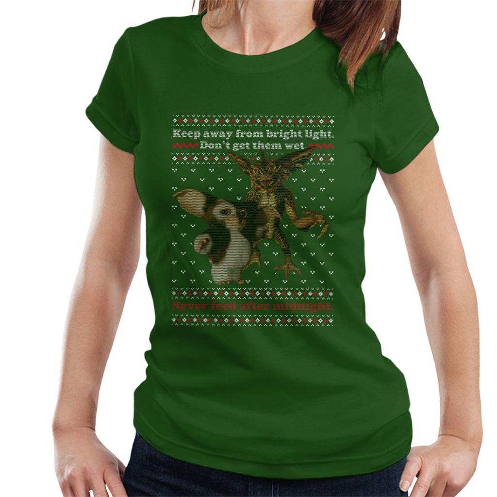 Gremlins Christmas Gizmo And Stripe Never Feed After Midnight Women's T-Shirt-ALL + EVERY