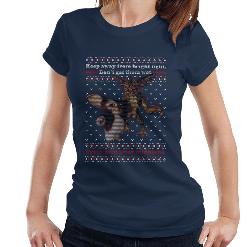 Gremlins Christmas Gizmo And Stripe Never Feed After Midnight Women's T-Shirt-ALL + EVERY