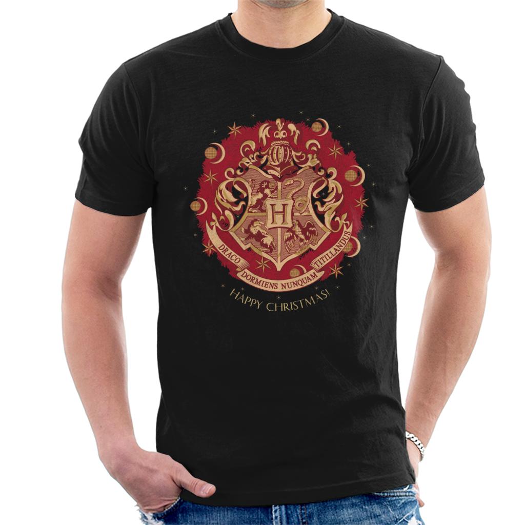 Harry Potter Christmas Hogwarts Crest Men's T-Shirt-ALL + EVERY