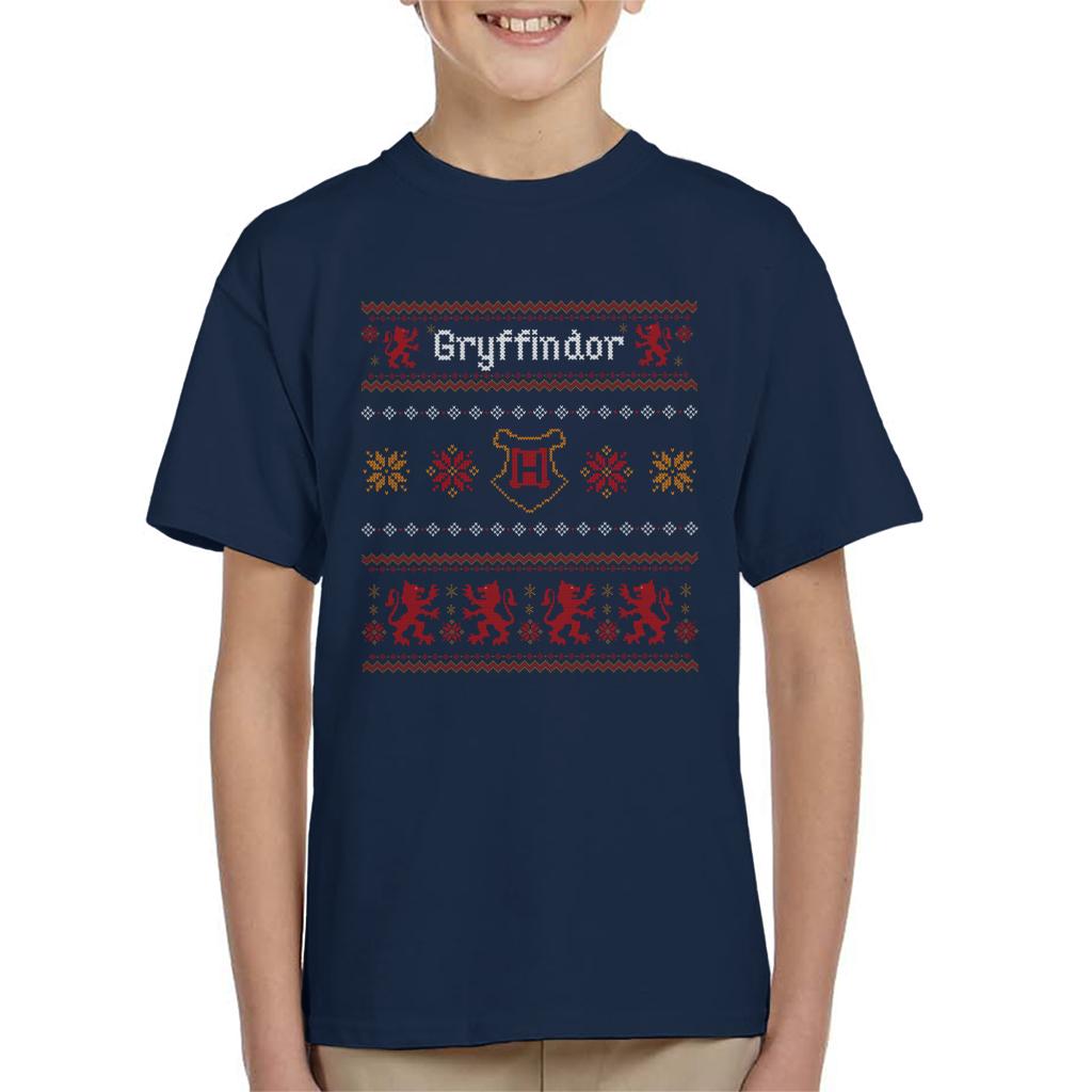 Harry Potter Christmas Gryffindor Festive Pattern Kid's T-Shirt-ALL + EVERY