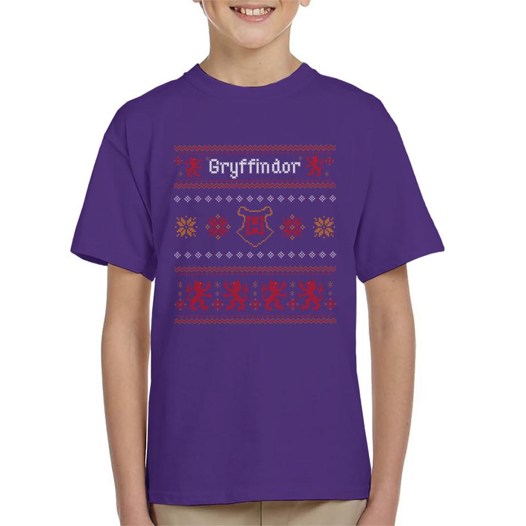 Harry Potter Christmas Gryffindor Festive Pattern Kid's T-Shirt-ALL + EVERY