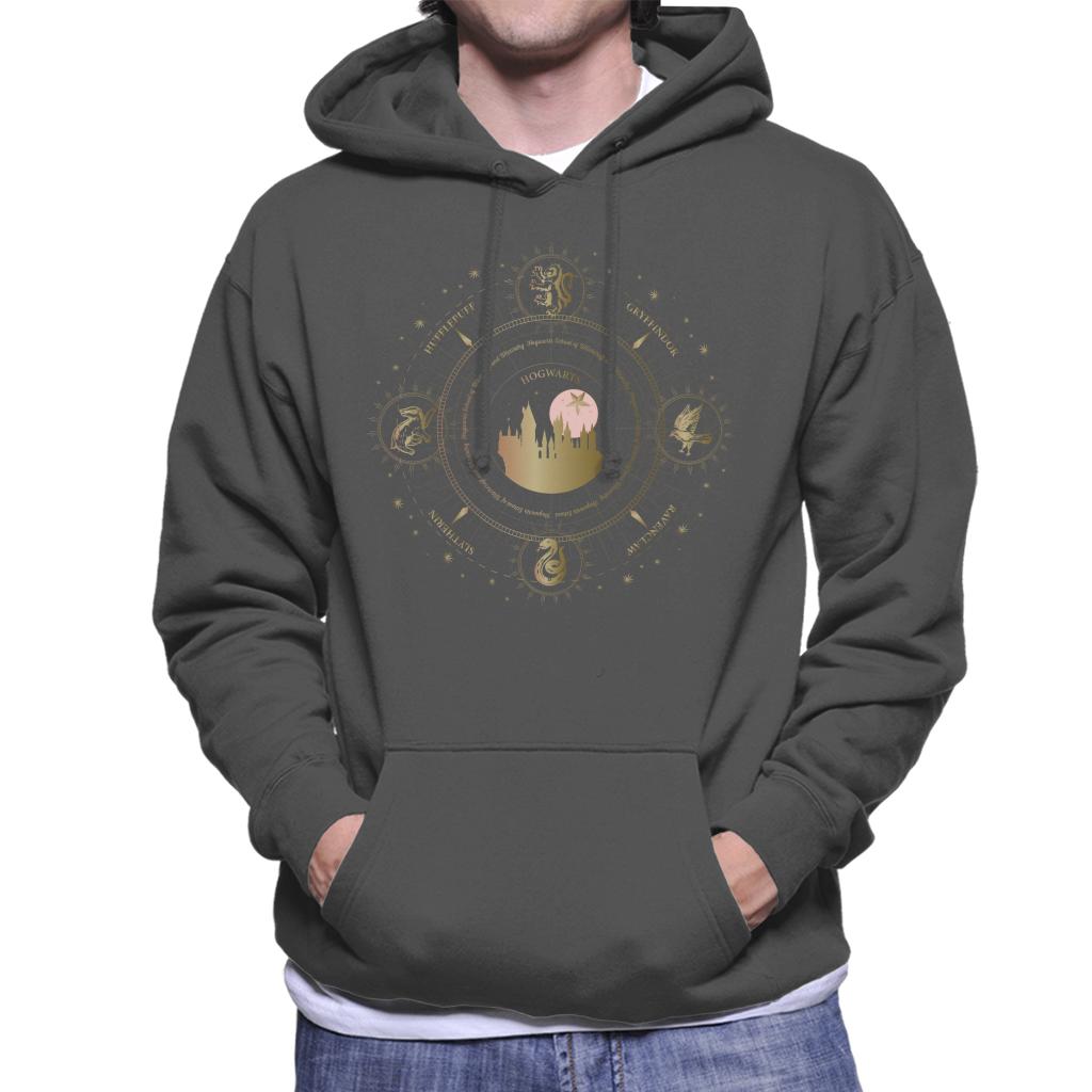 Harry Potter Hogwarts Houses Gold Silhouette Men's Hooded Sweatshirt-ALL + EVERY