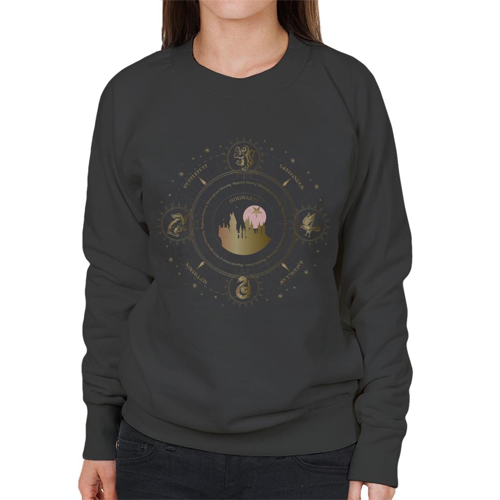 Harry Potter Hogwarts Houses Gold Silhouette Women's Sweatshirt-ALL + EVERY